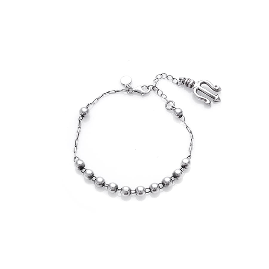 C007 : Silver Ball Chain Bracelet with Trident