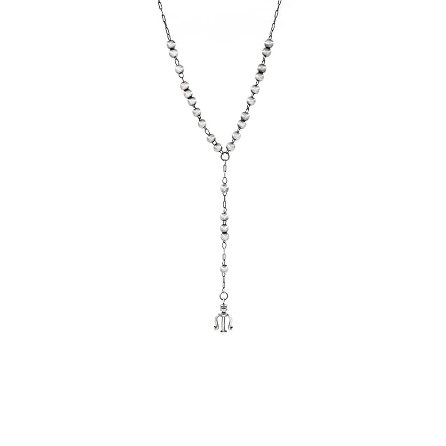 TN002: Trident Silver Ball Chain Necklace