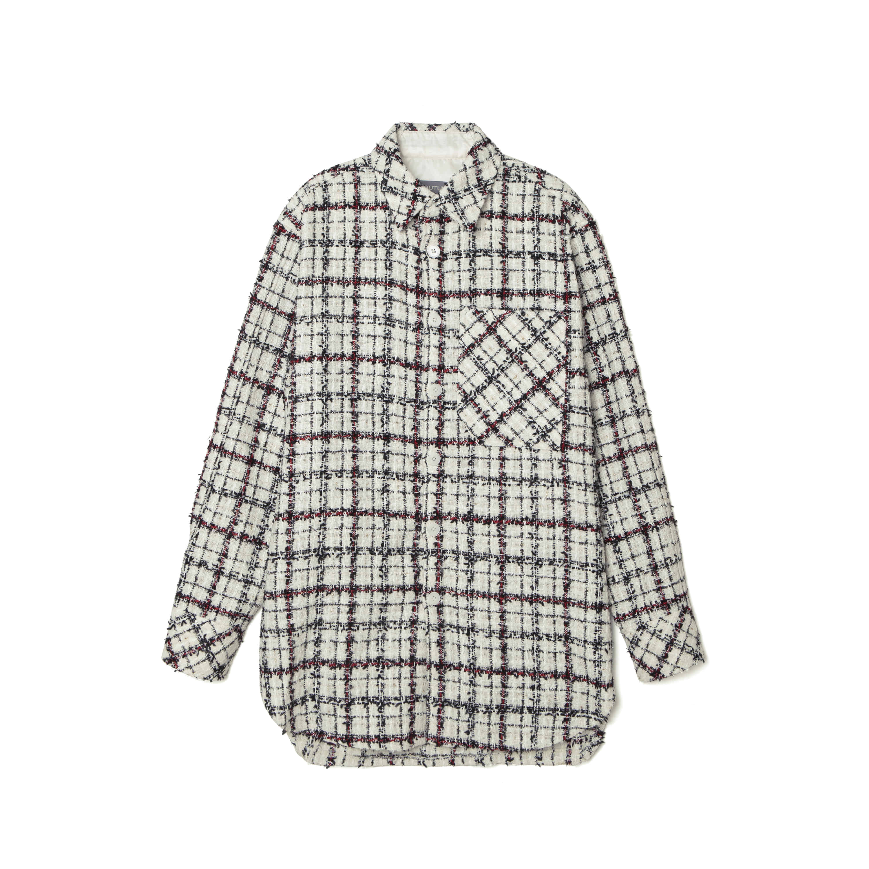 RTW-SH068 : Oversized Tweed Shirt│White