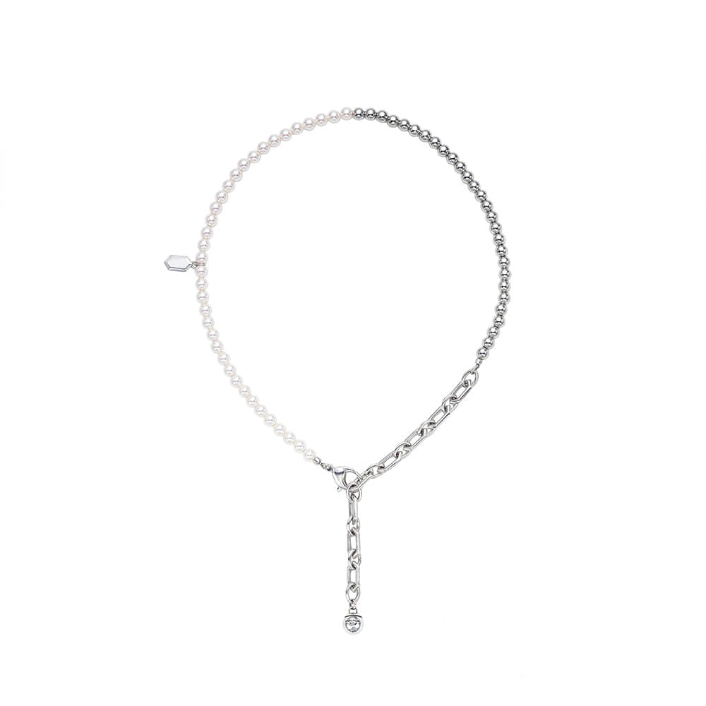 CVN00620 : V Pearl mix chain Necklace