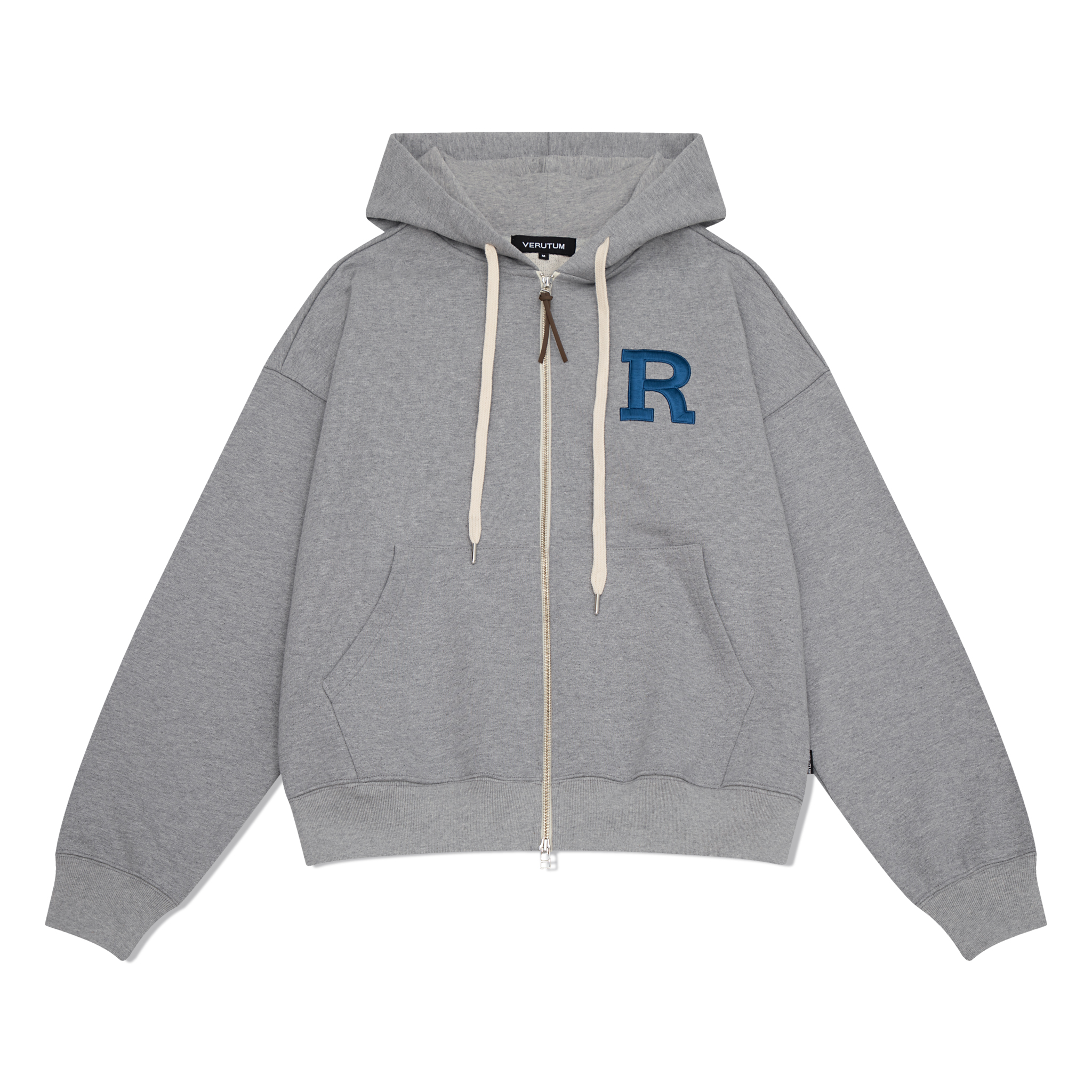 RTW-HZ185 : &#039;R&#039; Logo Hoodie Zip-UpㅣUnisexㅣMelange Grey