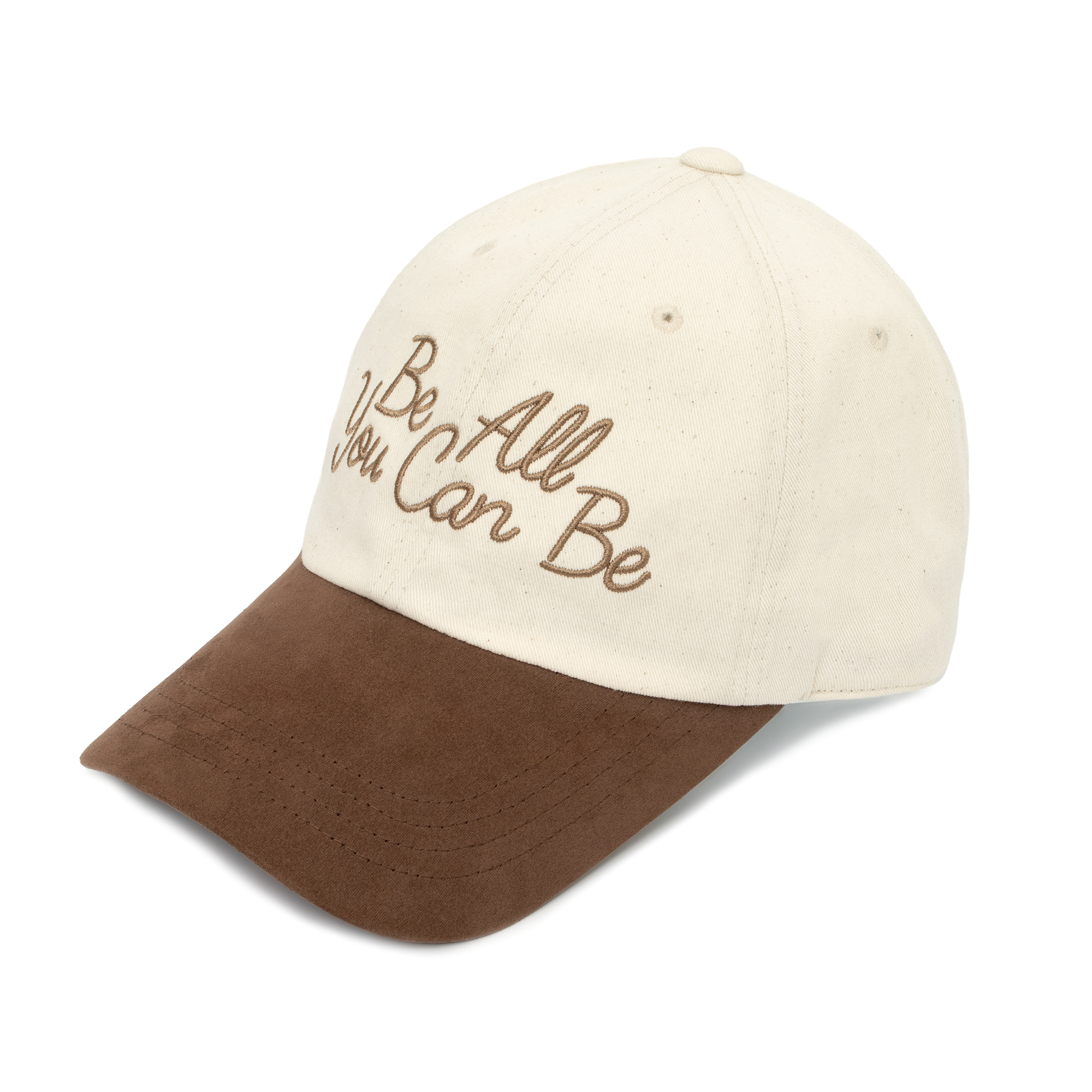HW-BC164 : “Be All You Can Be” Suede Brim CapㅣIvory Browm