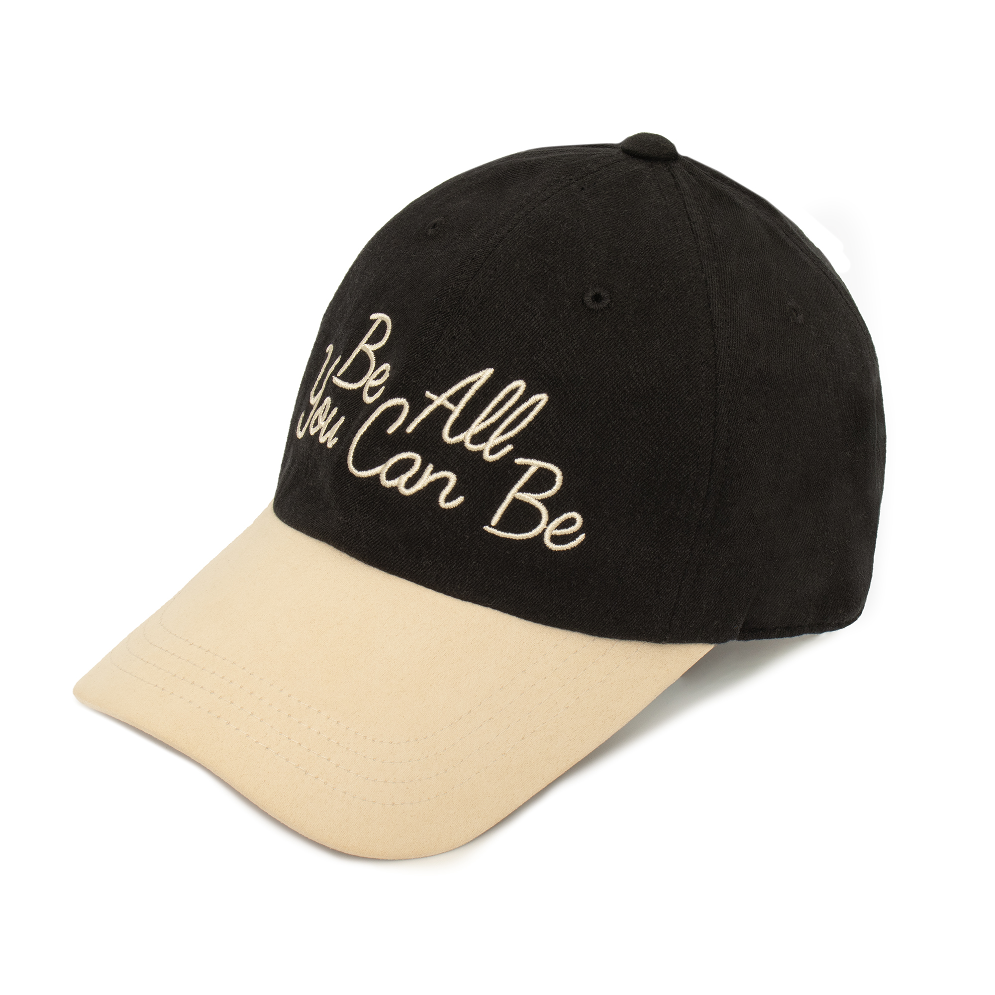 HW-BC164 : “Be All You Can Be” Suede Brim CapㅣBlack Ivory